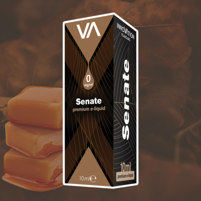 INNOVATION Senate E-juice has a mild and sweet taste of American tobacco and a soft caramel hint.