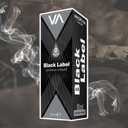 Innovation Flavours Black Label e-juice black package leaves smoke background